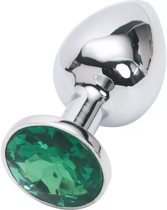 Jewelled Butt Plug -Small -Silver Green