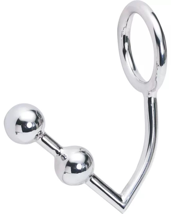 Metal Cock Ring with Anal Beads L