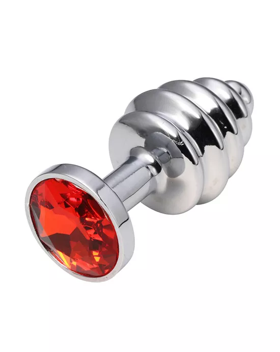 Ribbed Butt Plug With Jewel