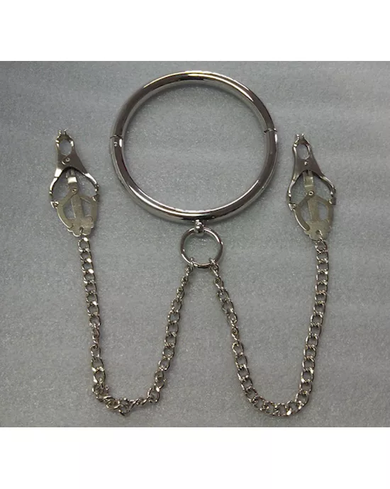 Lockable Metal Collar with Nipple Clamps