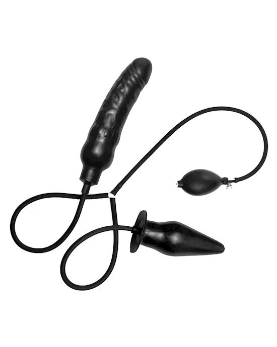 Deuce Double Penetration Inflatable Dildo and Anal Plug