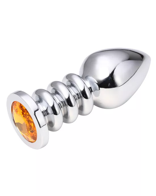 Ridged Jewelled Butt Plug