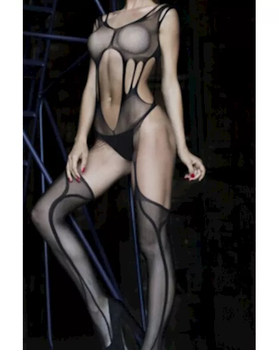 Black Mesh Bodystocking