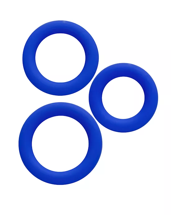 Simply Silicone Cock Ring Trio Midnight Blue