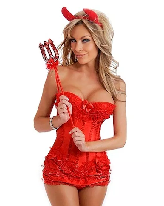 4 pc Sexy Devil Costume Red