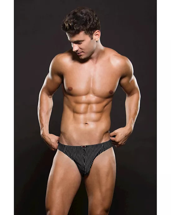 Envy Microfiber Thong S M  PinStripe