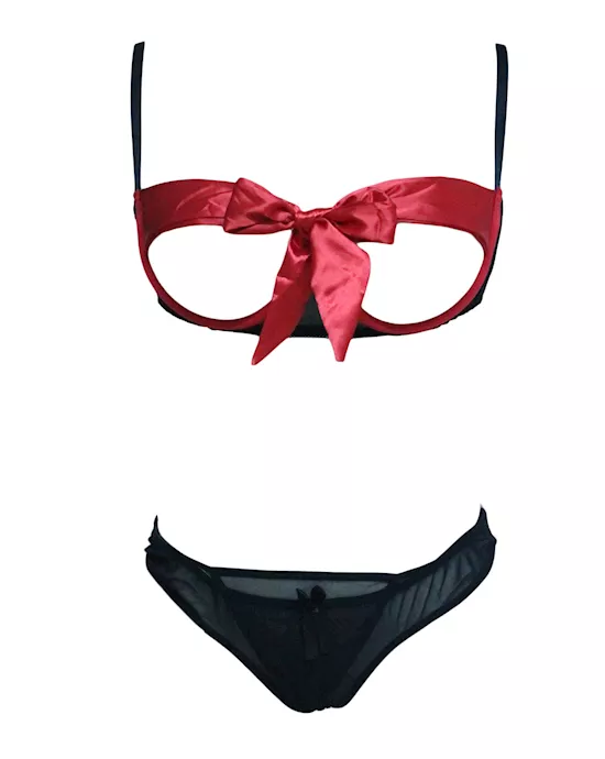 Valentine Present Open Cup and Panty Set