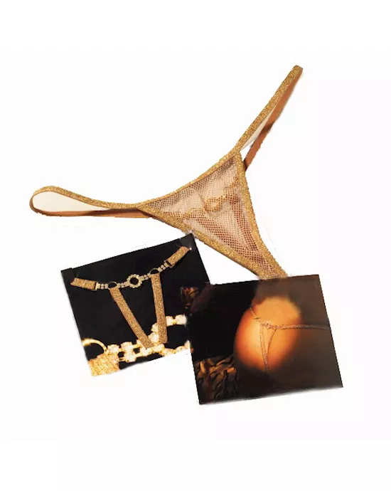 Gold Mesh & Rhinestones Thong