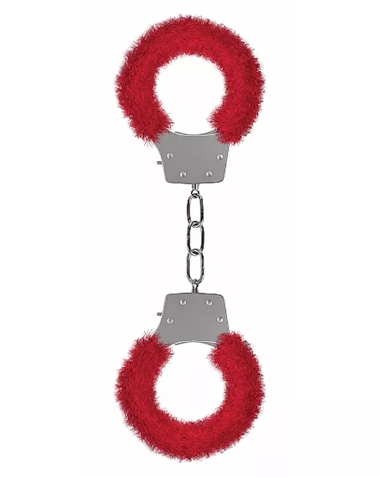 Pleasure Handcuffs Furry Red