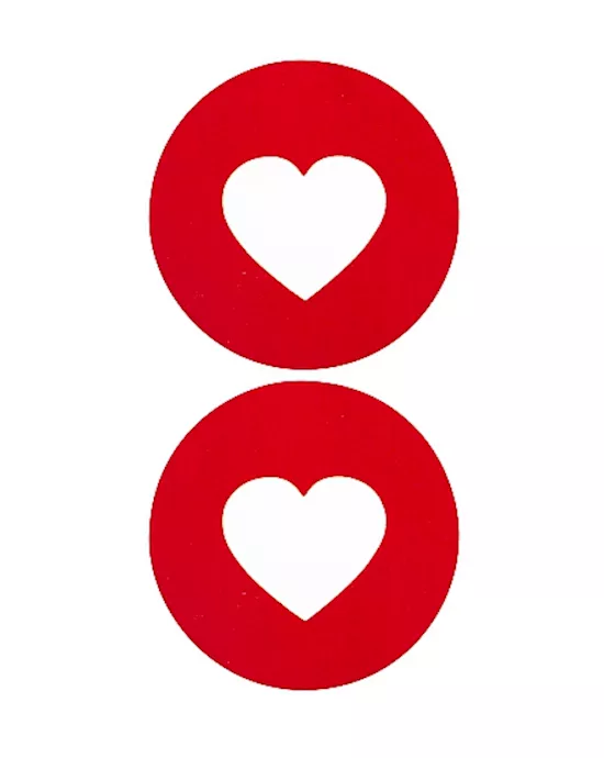 Nipple Sticker Round Open Hearts Red
