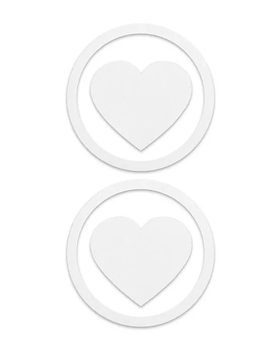 Nipple Sticker Round Hearts White