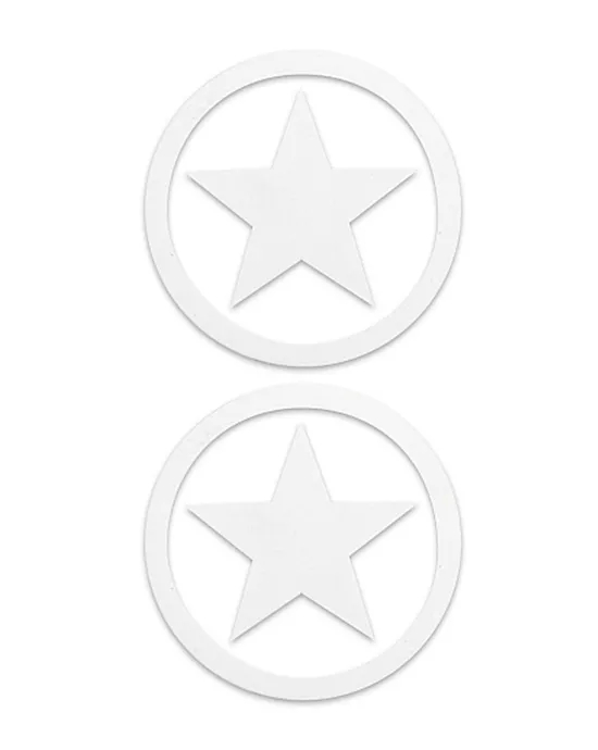 Nipple Sticker Round Stars White