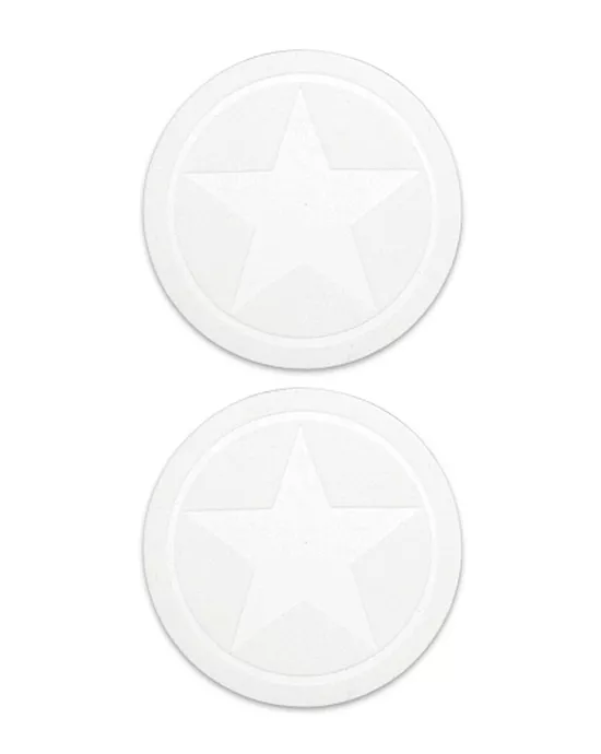 Nipple Sticker Round Open Stars White