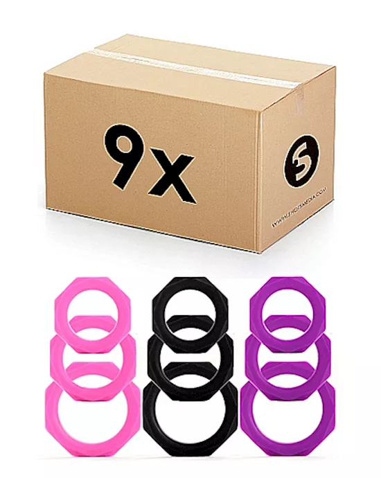 Octagon Cockring 9pcs In One Pack