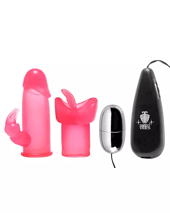 Luv Flicker Plus Vibrating Bullet with Attachments