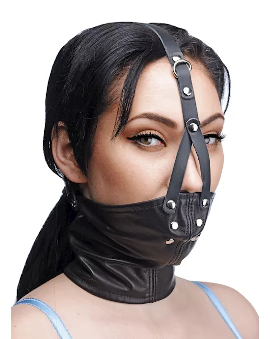 Leather Neck Corset Harness with Stuffer Gag