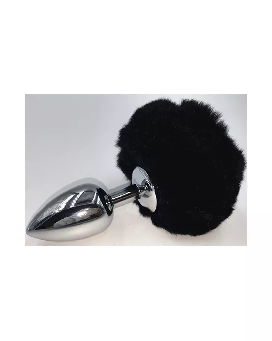 Chrome Butt Plug With Rabbit Tail