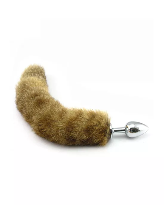 Chrome Butt Plug with Striped Tail