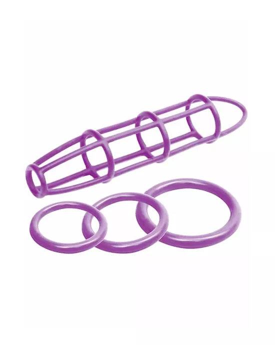 Neon Silicone Cage and Love Ring Set