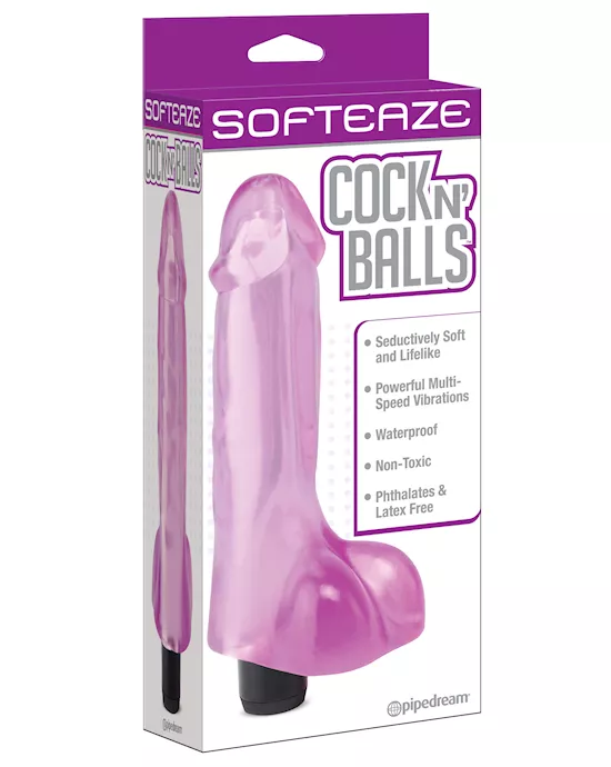 SOFTEAZE COCK N BALLS VIBE PURP