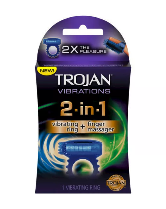 Trojan 2-in-1 Vibrating Ring + Finger Massager