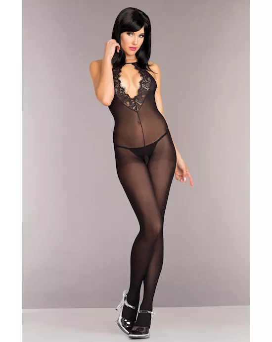 Keyhole Opaque Bodystocking