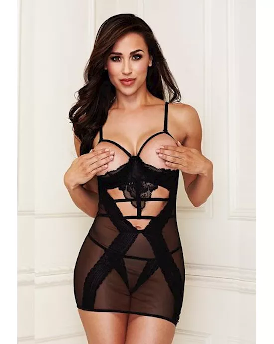 2 Piece Lace Mesh Show Me Chemise & G-string