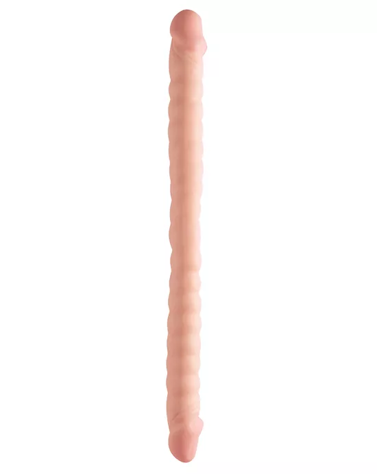 BASIX 18 INCH RIBBED DOUBLE DONG FLES