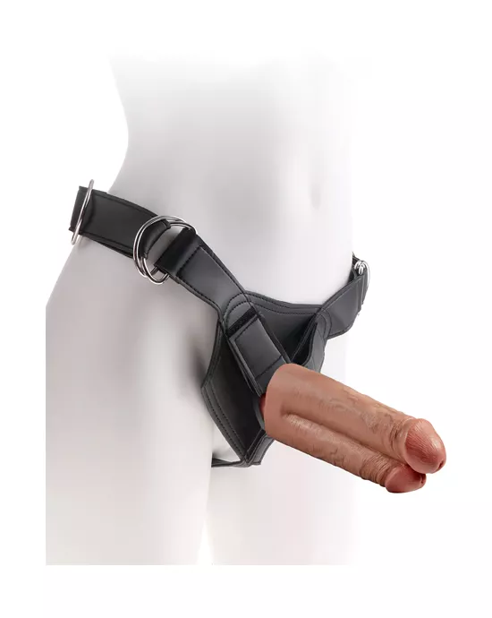 King Cock Strap-On Harness w 7 Inch Two Cocks One Hole