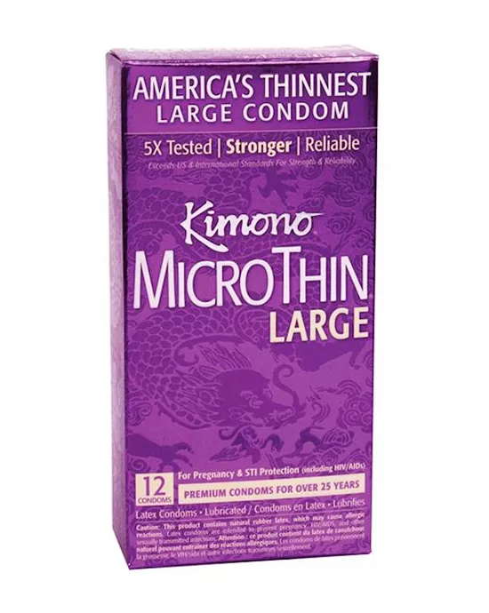 Kimono Microthin Large Condoms - 12 Pack