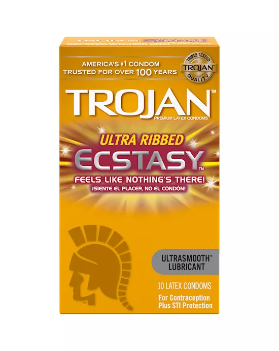 Trojan Ultra Ribbed Ecstasy - 10 Pack