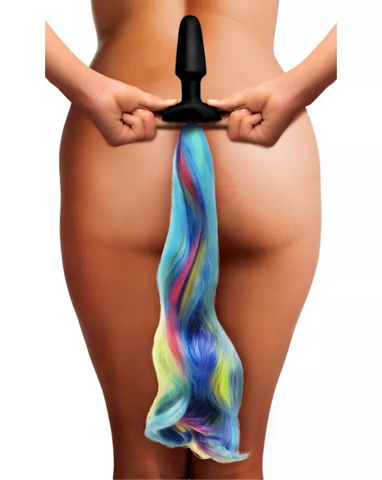 Rainbow Pony Tail Anal Butt Plug