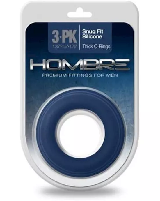 Hombre Snug Fit Silicone Thick C-Rings 3pk
