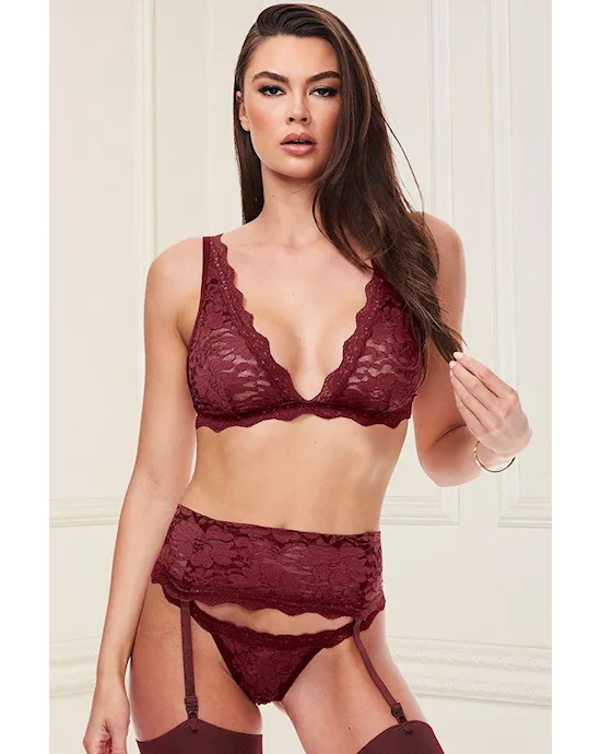 3 Piece Show Me Bra Garter G-string Set