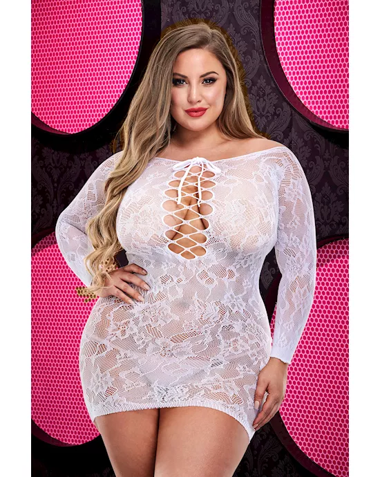 Lace Off the Shoulder Mini Dress 