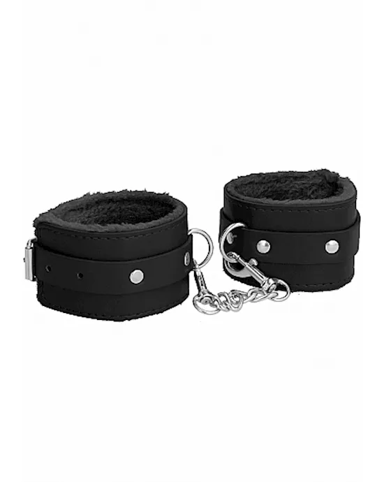 Ouch! Plush Leather Hand Cuffs