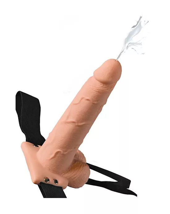 Fetish Fantasy 7.5 Inch Hollow Squirting Strap-On with Balls