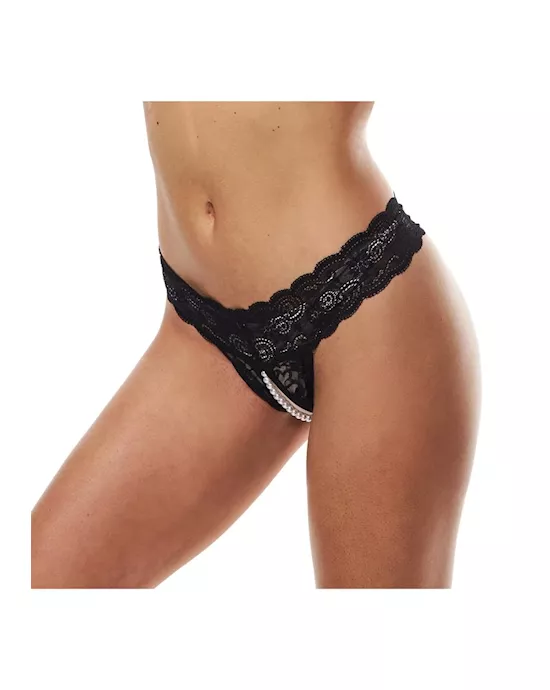 Secret Kisses Lace and Pearls Thong 