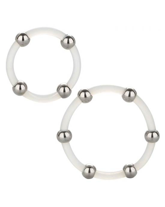Steel Beaded Silicone CRing  Set of 2