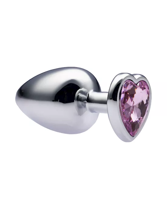 Kink Range Alloy Love Heart Gemmed Butt Plug - 3.7 Inch