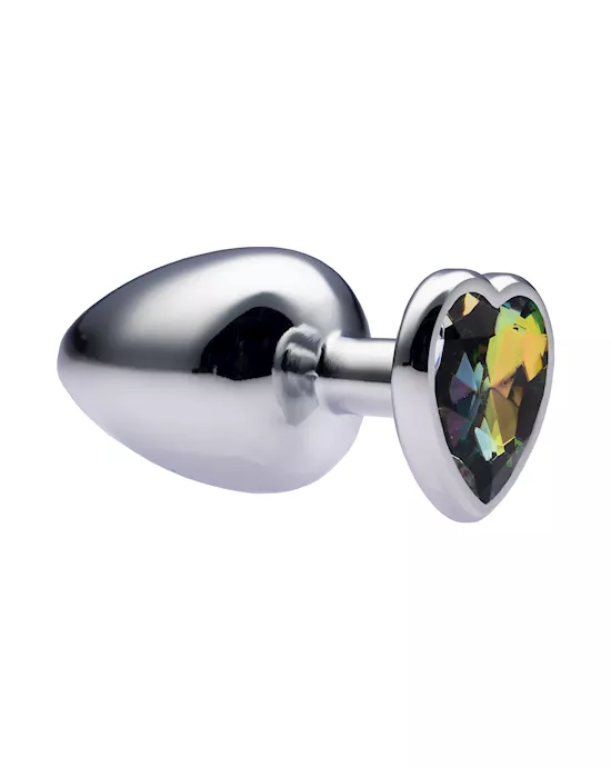 Kink Range Alloy Love Heart Gemmed Butt Plug - 3.7 Inch