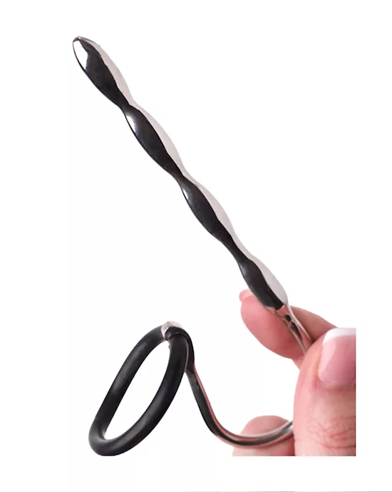 Kink Range Stainless Steel with Silicone Ring Beaded Penis Plug