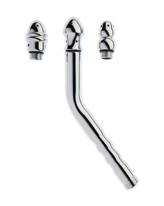 Kink Range Curved Enema Wand with Removeable Heads - 8.2 Inch