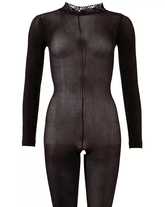 Catsuit with Lace Collar S/M