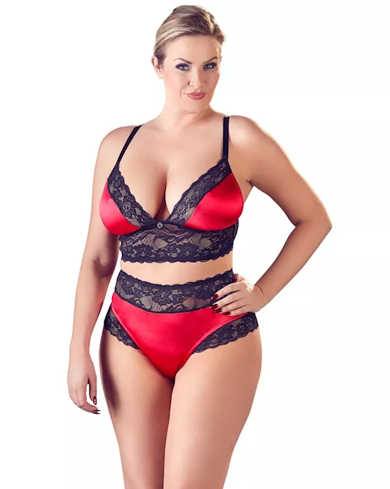 Floral Lace Trimmed Bra Set
