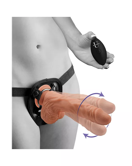 10X Groove Harness with Vibrating and Rotating Silicone Dildo - 8 Inch