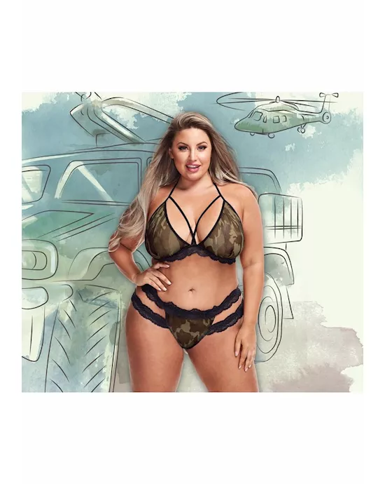 Criss-Cross Mesh and Lace Army Girl 