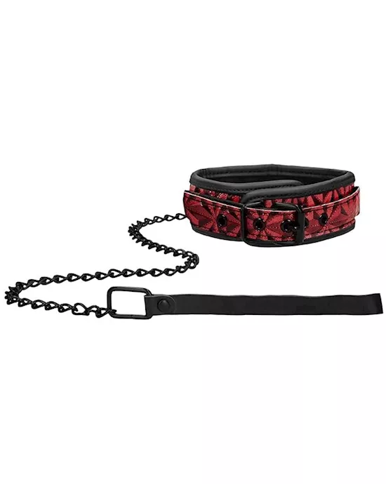 Luxury Collar With Leash- Burgundy
