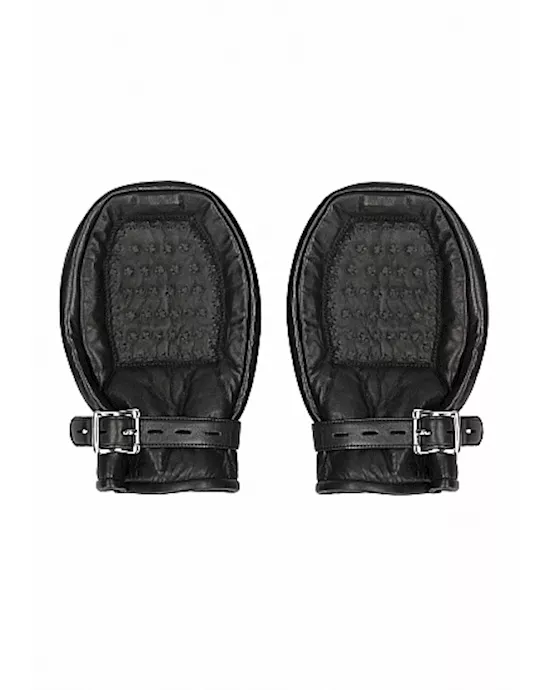 Bondage Mittens Padded With Metal Teeth-Black