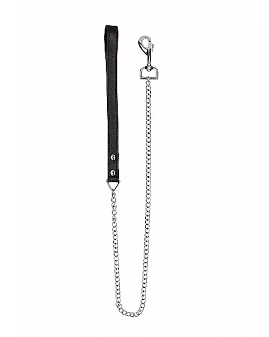 Leather Handle Chain Lead- Black